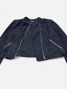 DKNY Women's Navy Lace Moto Jacket
